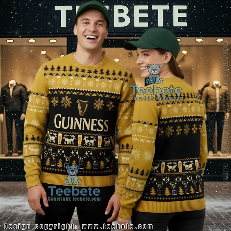 Guinness Beer Ugly Christmas Sweater 3D Print Festive Party Top