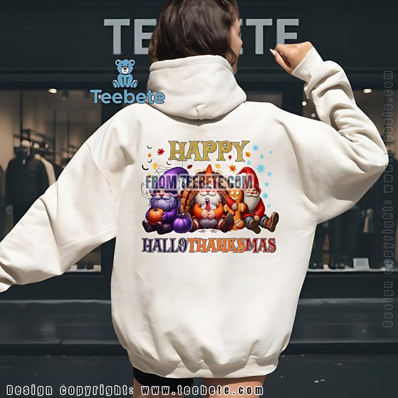 Hallothanksmas Gnomes Hoodie Thanksgiving Christmas Combo Gift Hallothanksmas Gnomes Hoodie Thanksgiving Christmas Combo Gift