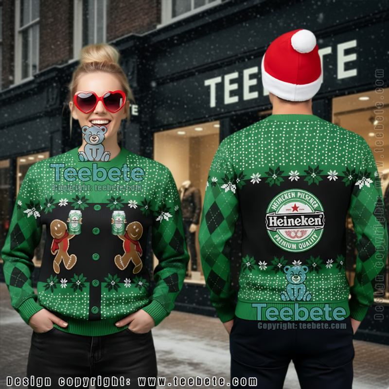 Heineken Ugly Christmas Sweater Gingerbread Man Beer Jumper