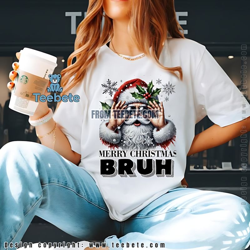 Hip Hop Santa Bruh Christmas Shirt Urban Holiday Party Top
