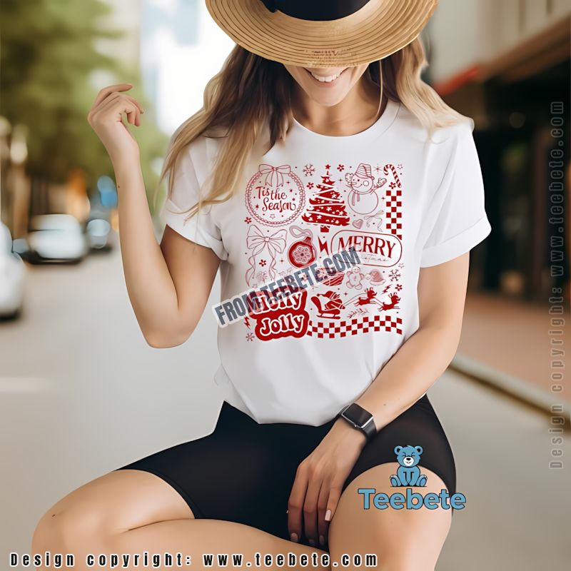 Holly Jolly Christmas Tis The Season Gingerbread Snowman Shirt