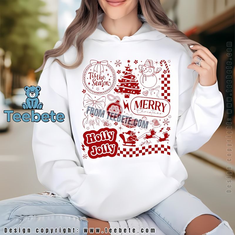 Holly Jolly Christmas Tis The Season Gingerbread Snowman Hoodie Holly Jolly Christmas Tis The Season Gingerbread Snowman Hoodie