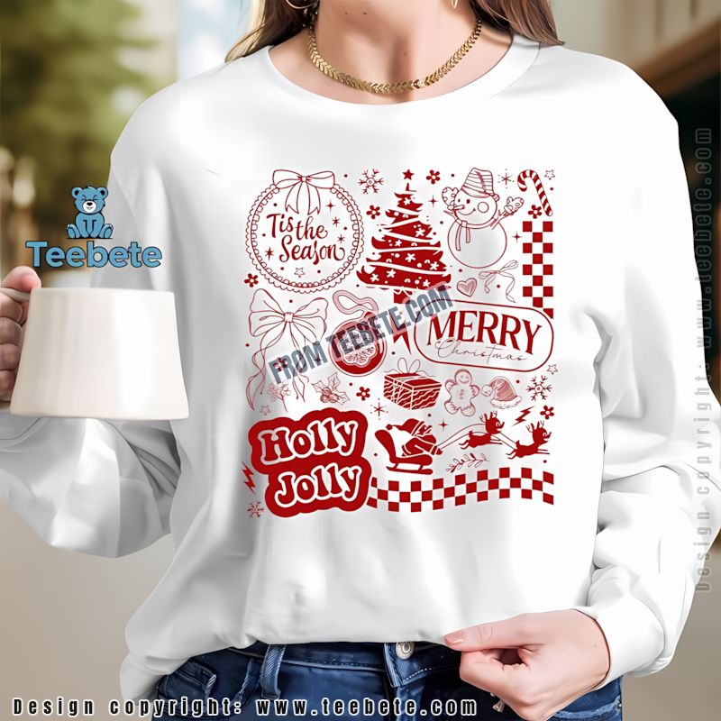 Holly Jolly Christmas Tis The Season Gingerbread Snowman Long Sleeve Holly Jolly Christmas Tis The Season Gingerbread Snowman Long Sleeve