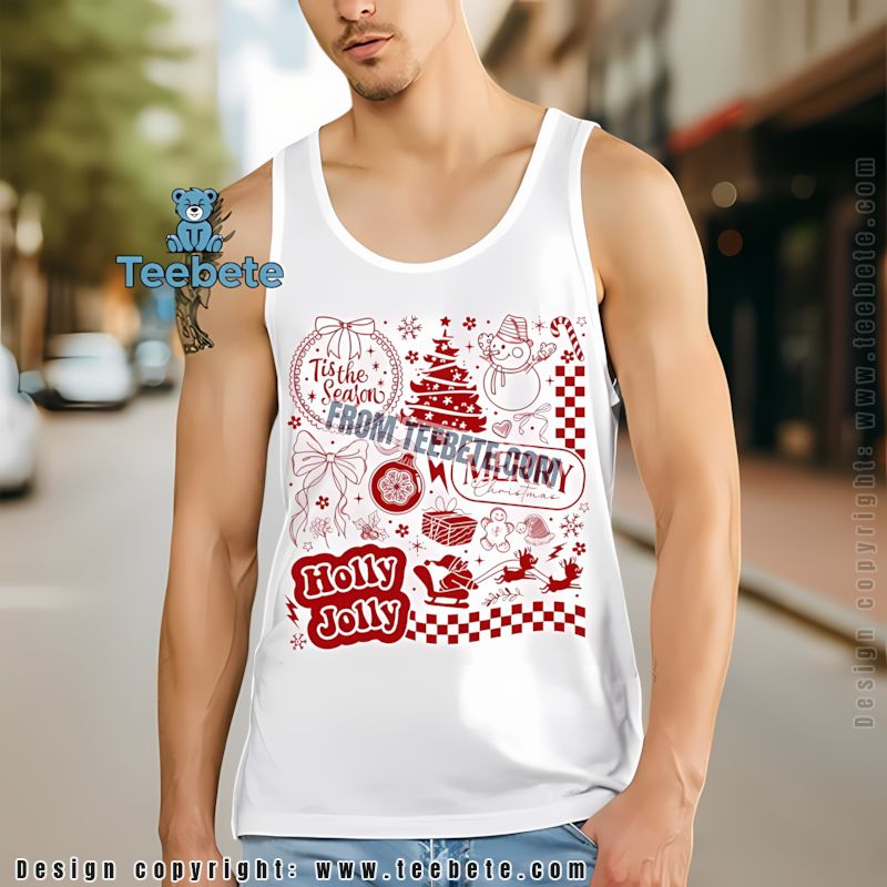 Holly Jolly Christmas Tis The Season Gingerbread Snowman Tanktop Holly Jolly Christmas Tis The Season Gingerbread Snowman Tanktop