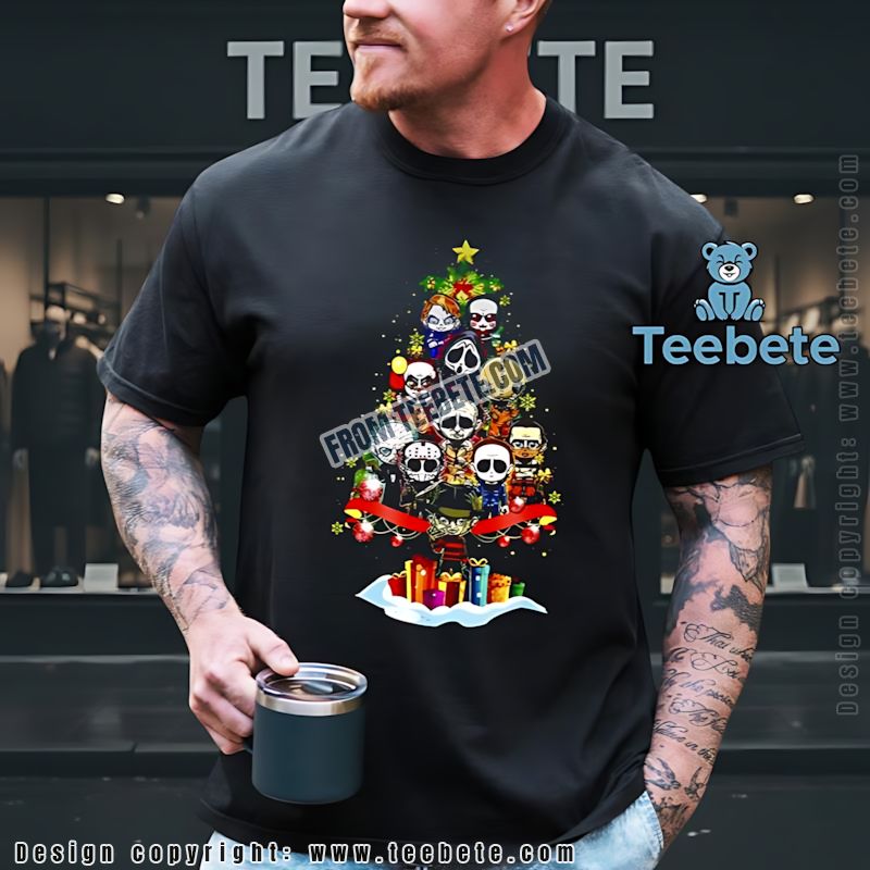 Horror Movie Killers Christmas Tree Graphic Shirt