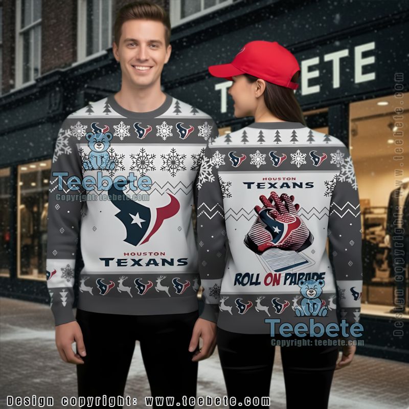 Houston Texans Bulls On Parade Ugly Christmas Sweater Funny Red White