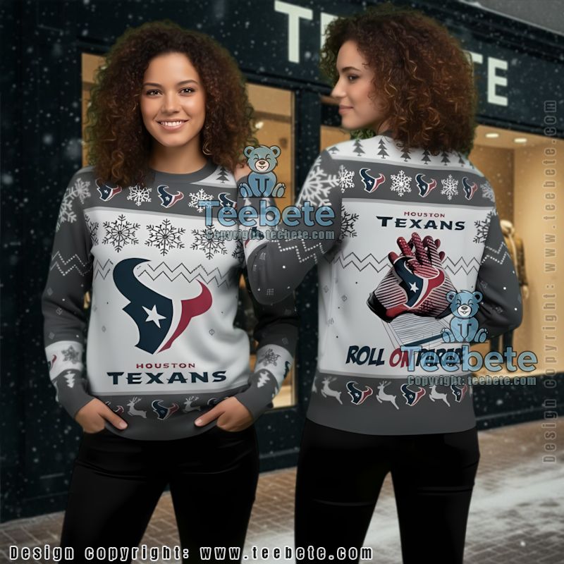 Houston Texans Bulls On Parade Ugly Christmas Sweater Best Grey White Houston Texans Bulls On Parade Ugly Christmas Sweater Best Grey White