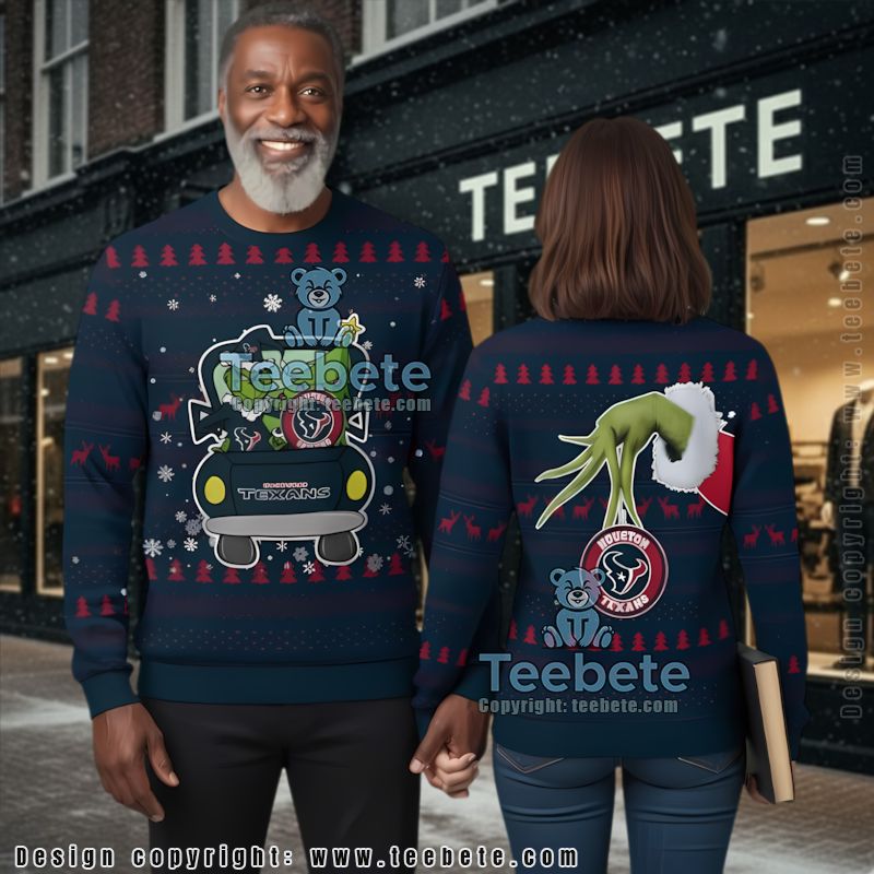 Houston Texans Grinch Driving Ugly Christmas Sweater Womens Black