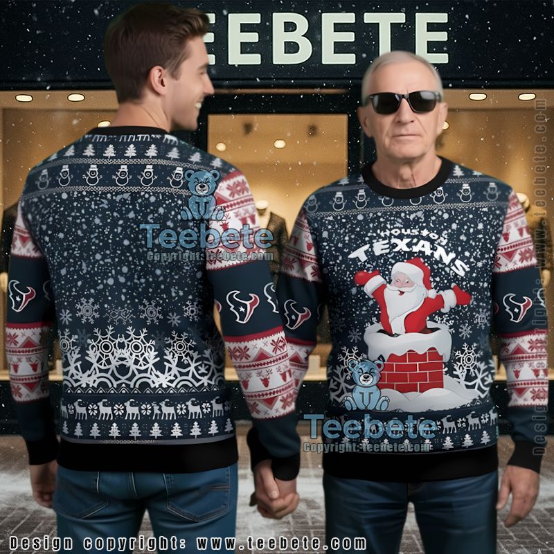 Houston Texans Santa Grinch Ugly Christmas Sweater Black Red