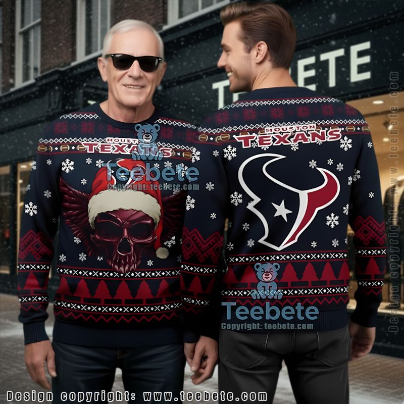 Houston Texans Santa Grinch Ugly Christmas Sweater Black Red