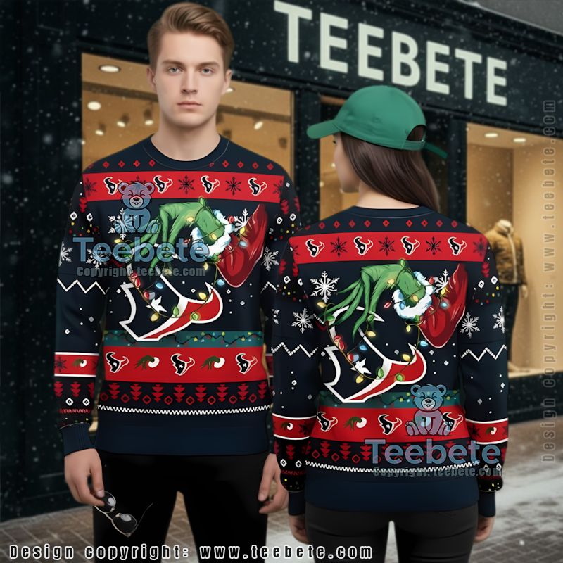 Houston Texans The Hand Ugly Christmas Sweater Couples Black Red