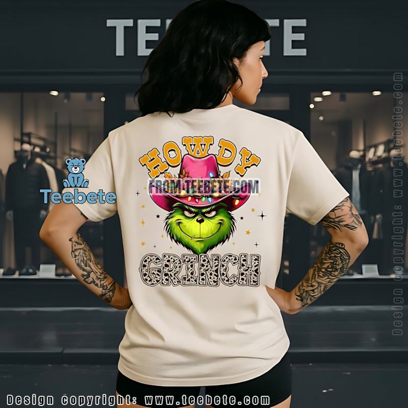 Howdy Grinch Leopat Christmas Light Shirt