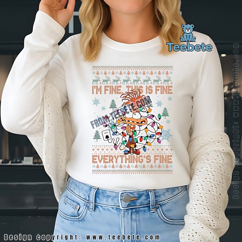 Im Fine This Is Fine Chicken Christmas Lights Ugly Long Sleeve Im Fine This Is Fine Chicken Christmas Lights Ugly Long Sleeve