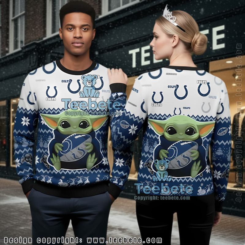 Indianapolis Colts Grinch Xmas Light Cheap Ugly Christmas Sweater Blue