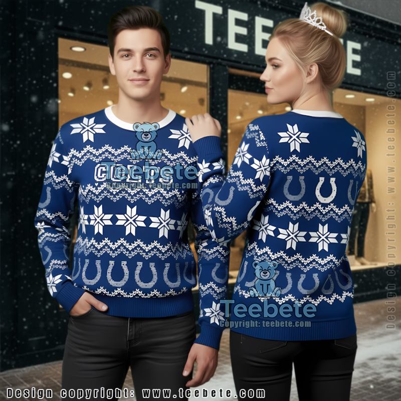 Indianapolis Colts Christmas Pattern Ugly Sweater Adults Blue Indianapolis Colts Christmas Pattern Ugly Sweater Adults Blue