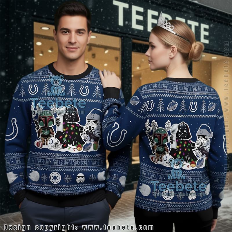 Indianapolis Colts Darth Vader Stormtroopers Best Christmas Ugly Sweaters Blue