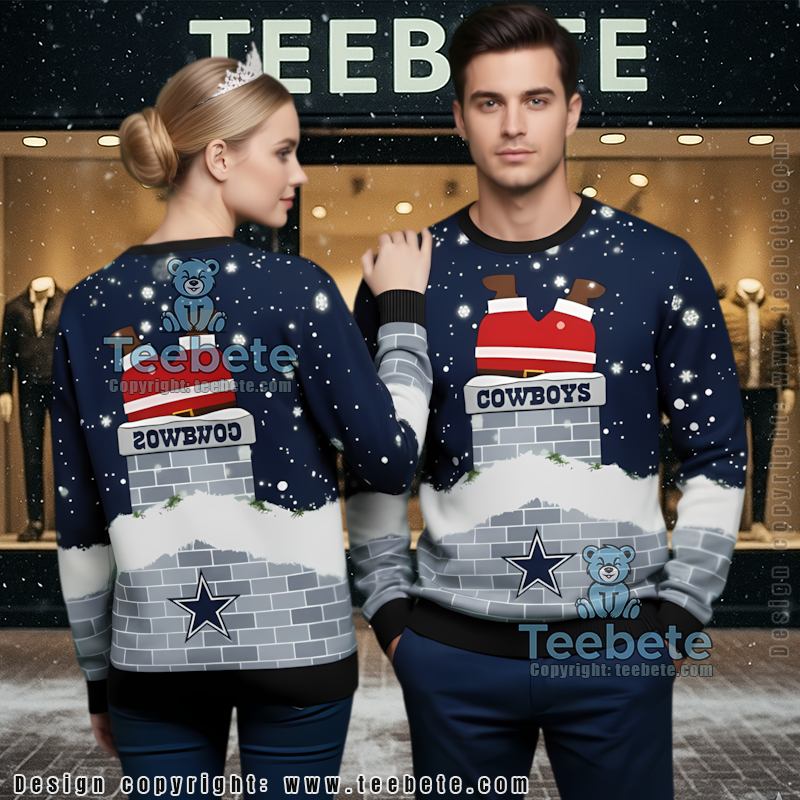 Indianapolis Colts Funny Santa Get Into Chimney Ugly Xmas Sweater Blue