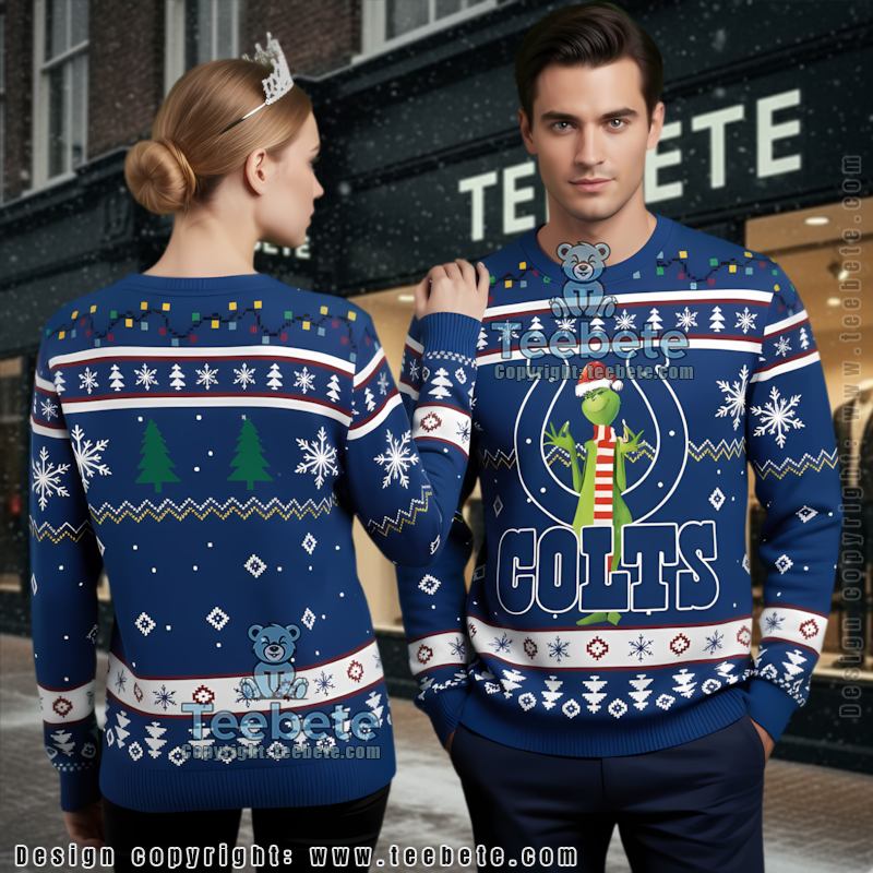 Indianapolis Colts Santa Claus Dance Womens Ugly Christmas Sweater Blue