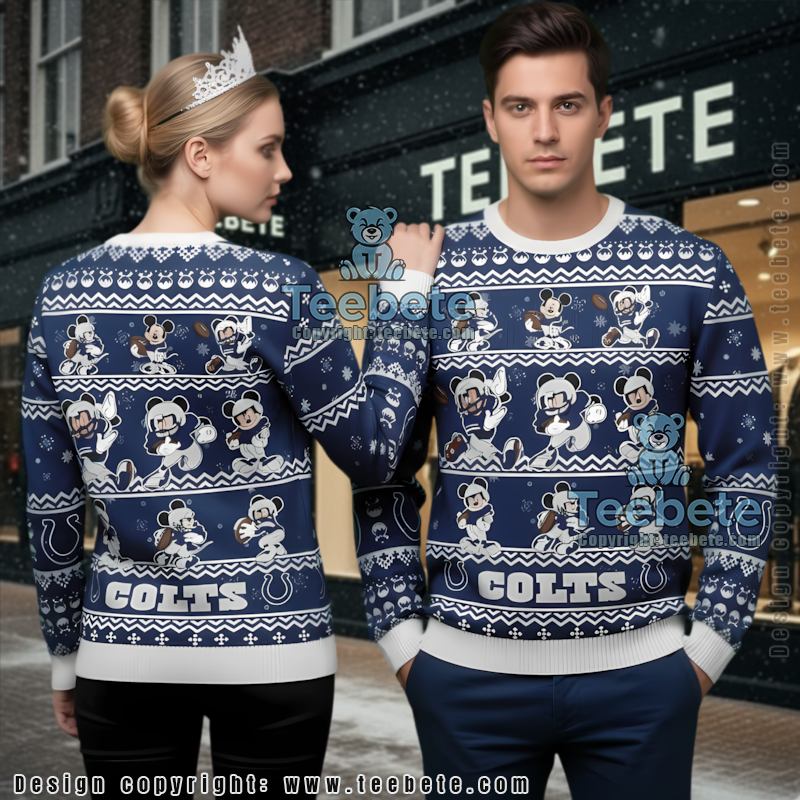 Indianapolis Colts Mickey Player Womens Ugly Xmas Sweater Blue