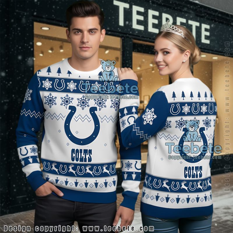 Indianapolis Colts Reindeer Pattern Ugly Christmas Sweater