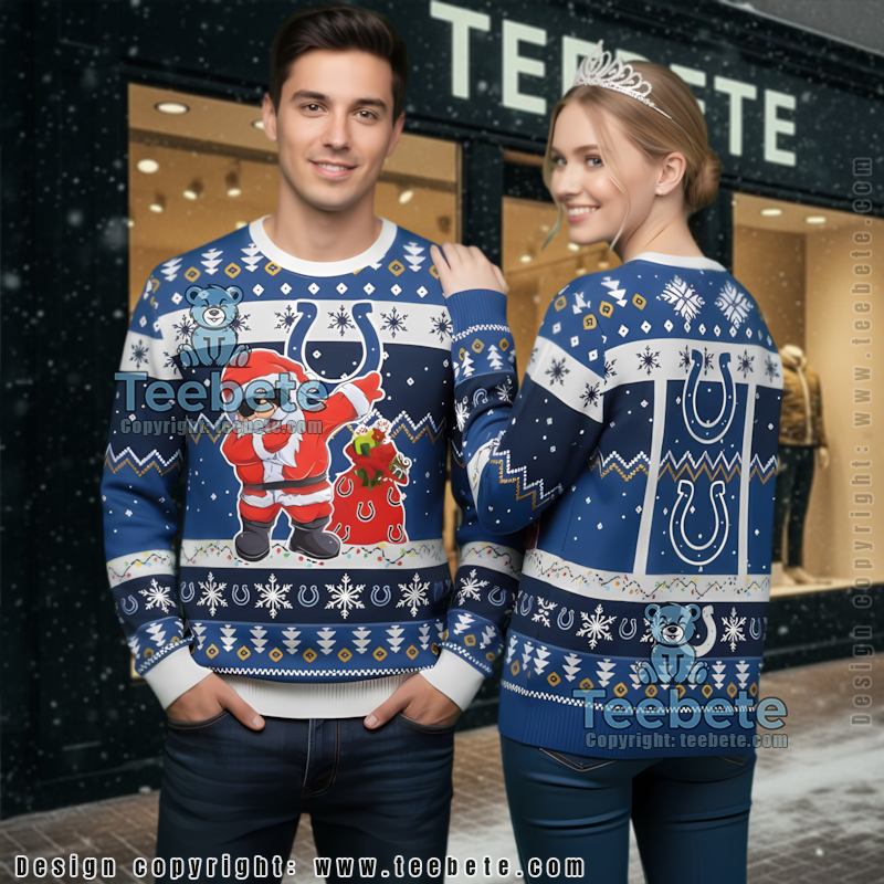 Indianapolis Colts Reindeer Snowflakes Naughty Ugly Sweater Blue