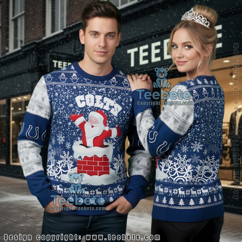 Indianapolis Colts Skull Floral Best Ugly Christmas Sweaters Blue