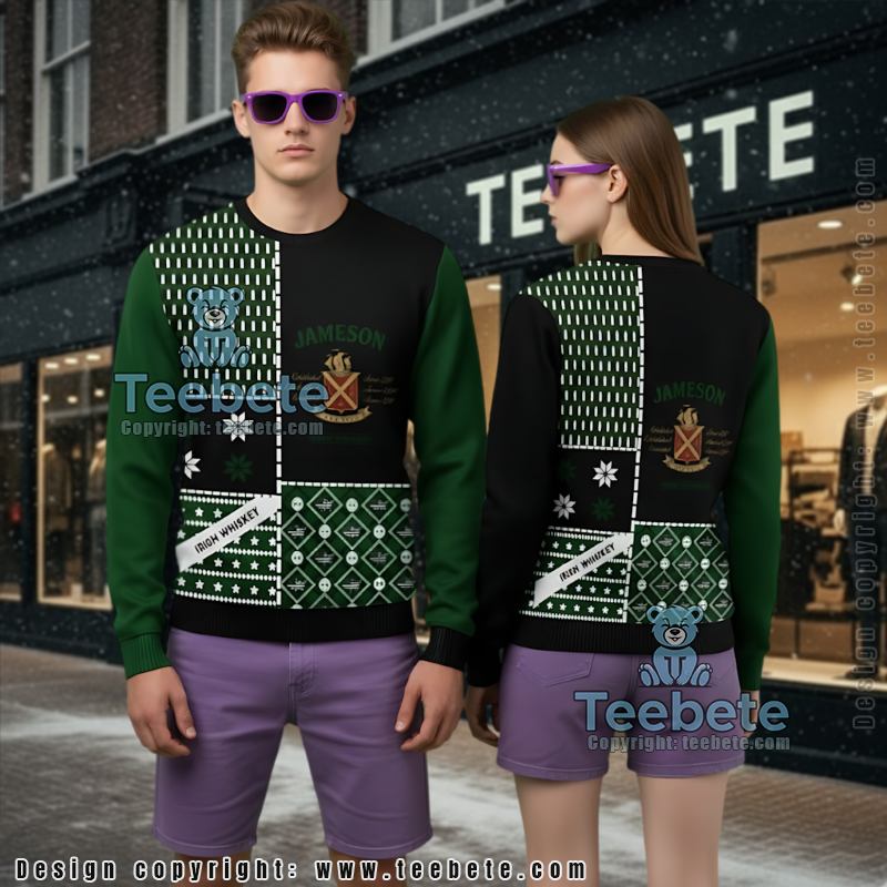 Irish Whiskey Jameson Christmas Jumper Ugly Sweater Retro Design