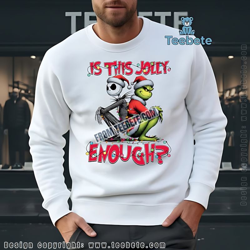 Is This Jolly Enough Christmas Lights Long Sleeve Jack Skellington Grinch Is This Jolly Enough Christmas Lights Long Sleeve Jack Skellington Grinch