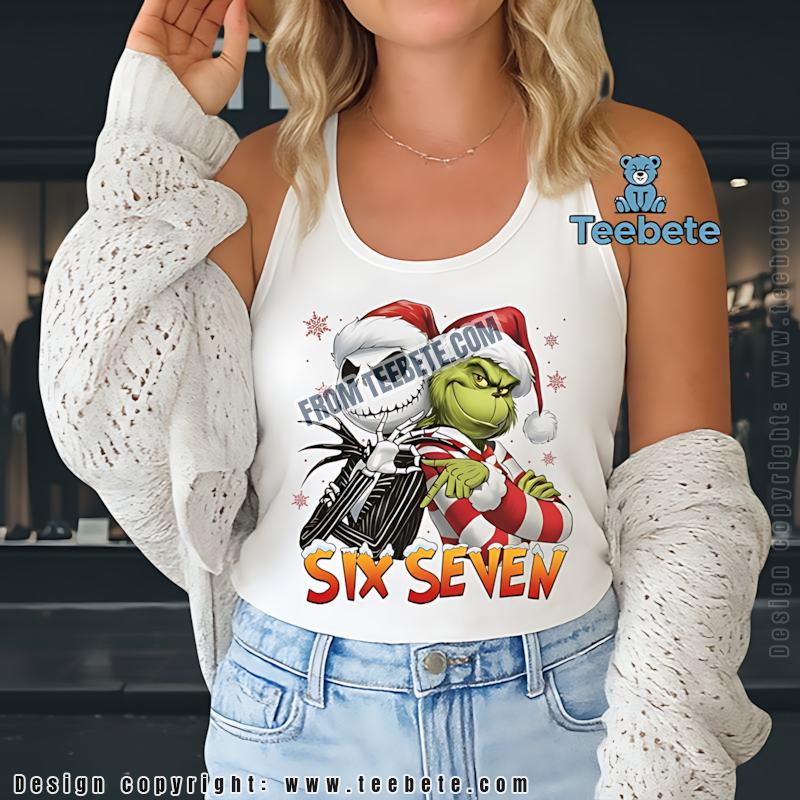 Jack Skellington And Grinch Six Seven Christmas Tanktop Jack Skellington And Grinch Six Seven Christmas Tanktop