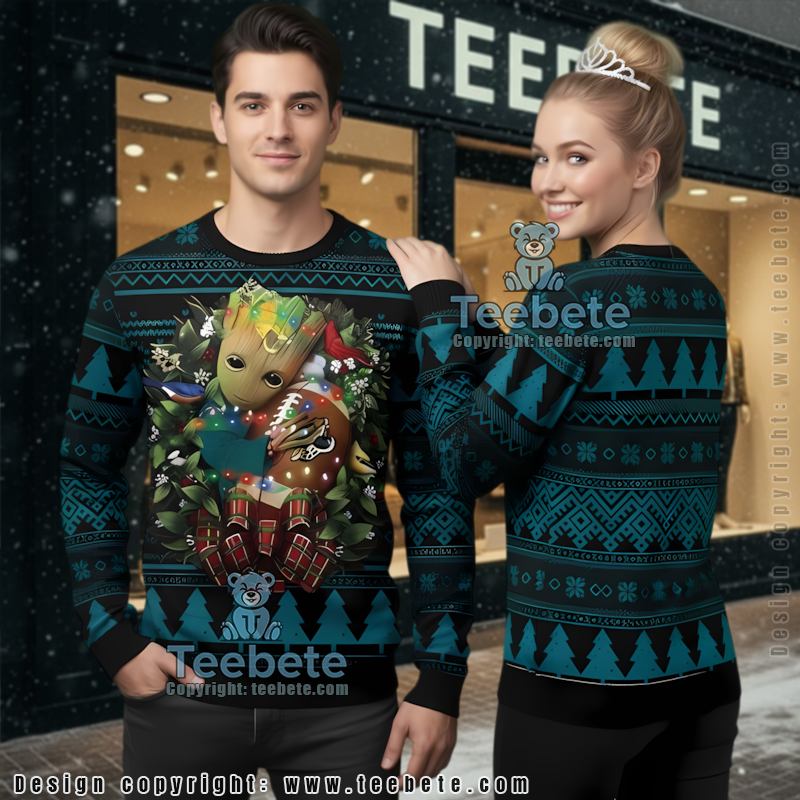Jacksonville Jaguars Baby Grinch Christmas Wreath Mens Ugly Sweaters Blue Jacksonville Jaguars Baby Grinch Christmas Wreath Mens Ugly Sweaters Blue