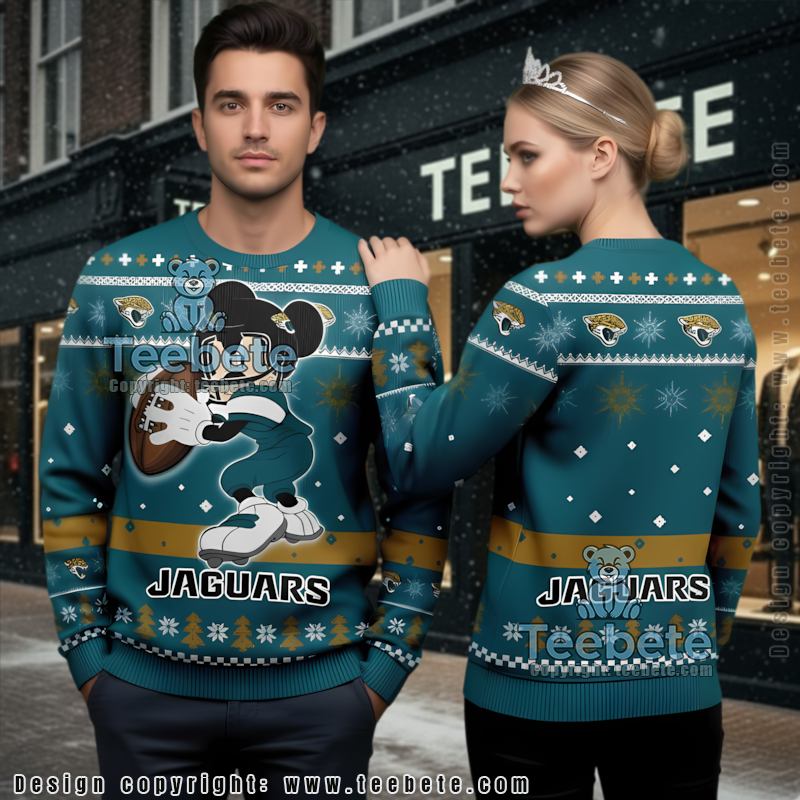 Jacksonville Jaguars Christmas Mickey Player Ugly Christmas Sweatshirt Blue