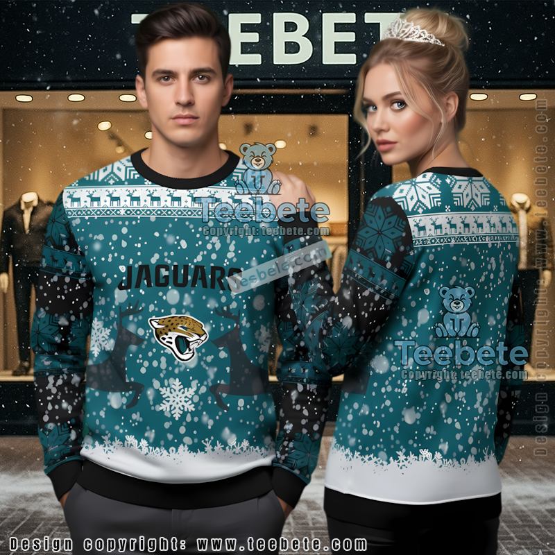 Jacksonville Jaguars Christmas Santa Claus Ladies Ugly Sweater Blue