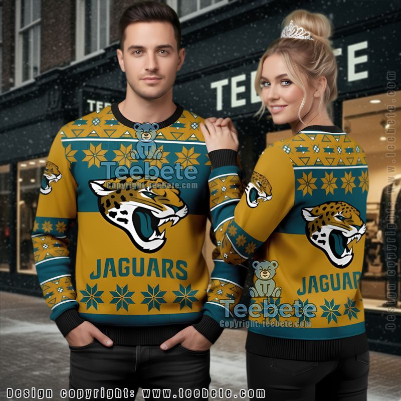 Jacksonville Jaguars Logo Ugly Christmas Sweater Yellow