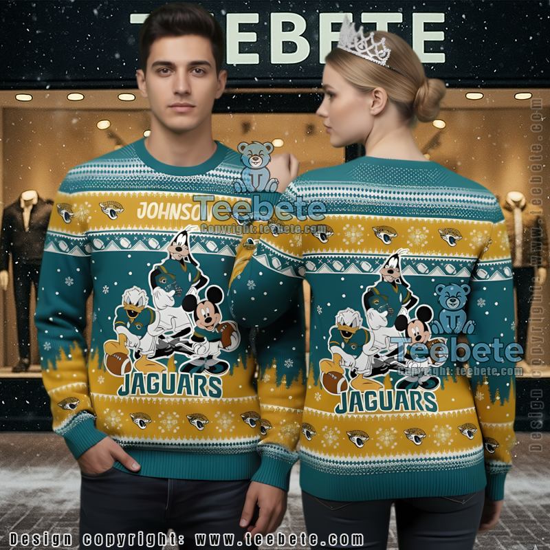 Jacksonville Jaguars Mickey Goofy Donald Duck Ugly Christmas Sweater Green Cool
