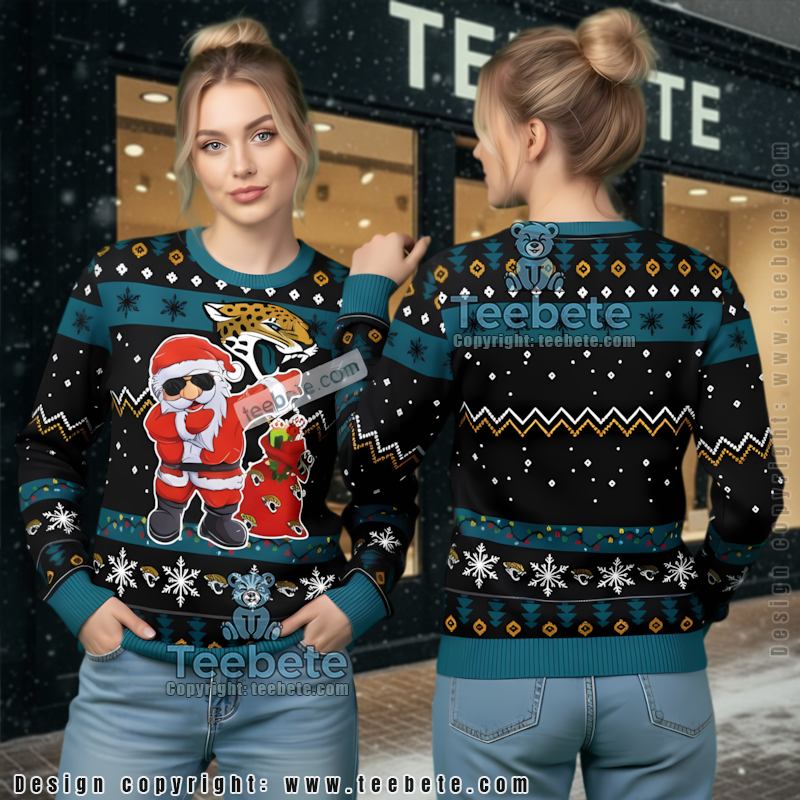 Jacksonville Jaguars Santa Claus Ugly Christmas Sweater Black Most
