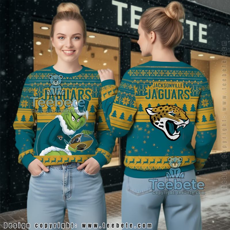 Jacksonville Jaguars The Grinch Stole Ball Ugly Christmas Sweater Green Vacation