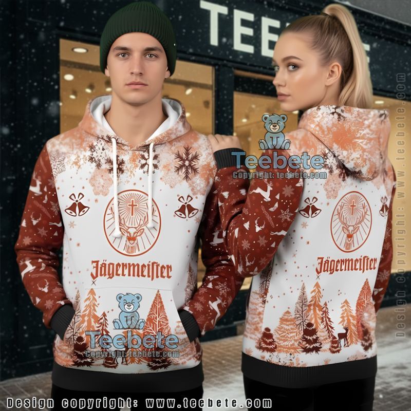 Jagermeister Ugly Christmas 3D Hoodie Holiday Liquor Fan Gift