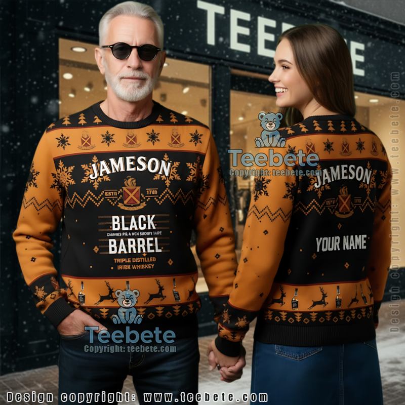 Jameson Black Barrel Ugly Christmas Sweater 3D Print Holiday