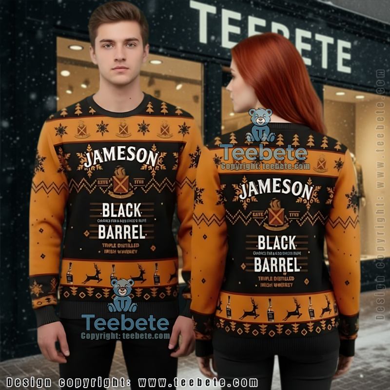 Jameson Black Barrel Ugly Christmas Sweater Irish Whiskey Jumper