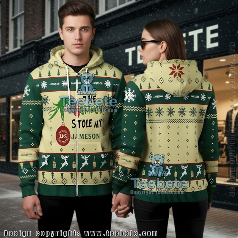 Jameson Grinch Stole My Christmas Ugly Christmas 3D Hoodie Full Print