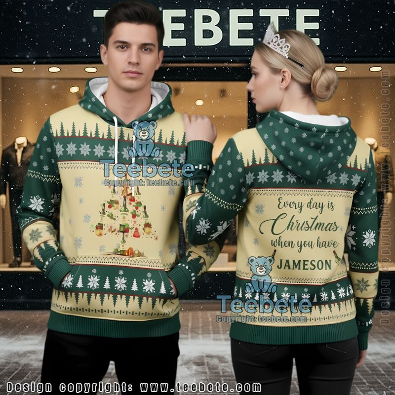 Jameson Irish Whiskey Christmas Tree Ugly Christmas 3D Hoodie