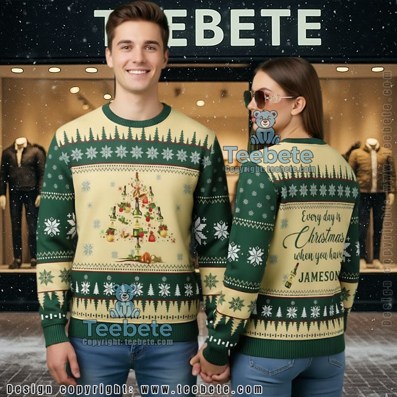 Jameson Whiskey Tree Ugly Christmas Sweater