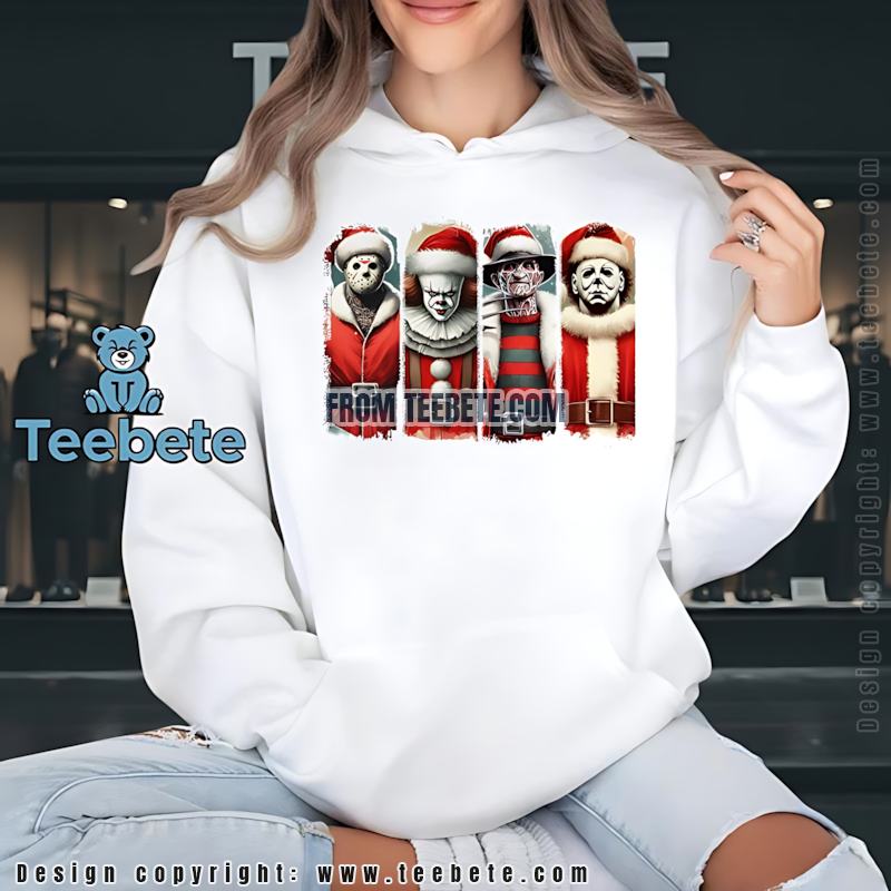 Jason Pennywise Freddy Michael Myers Santa Hoodie Slasher Villains Christmas Jason Pennywise Freddy Michael Myers Santa Hoodie Slasher Villains Christmas