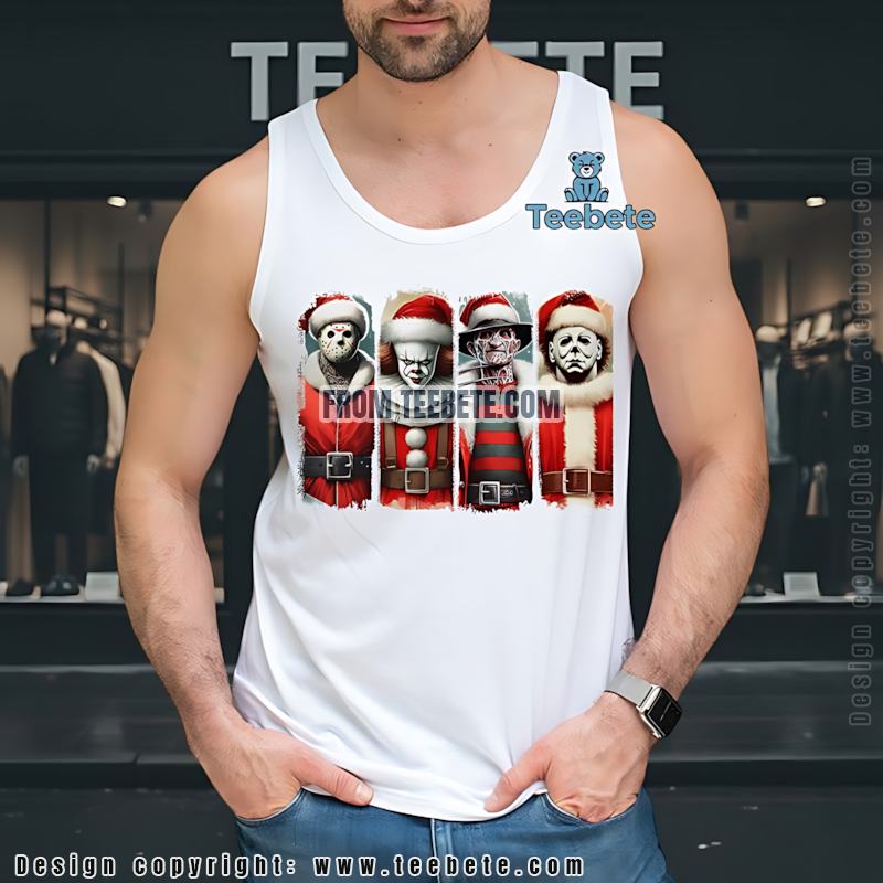 Jason Pennywise Freddy Michael Myers Santa Tanktop Slasher Villains Christmas Jason Pennywise Freddy Michael Myers Santa Tanktop Slasher Villains Christmas
