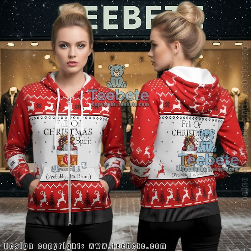Jim Beam Full Of Christmas Spirit Ugly Christmas 3D Hoodie