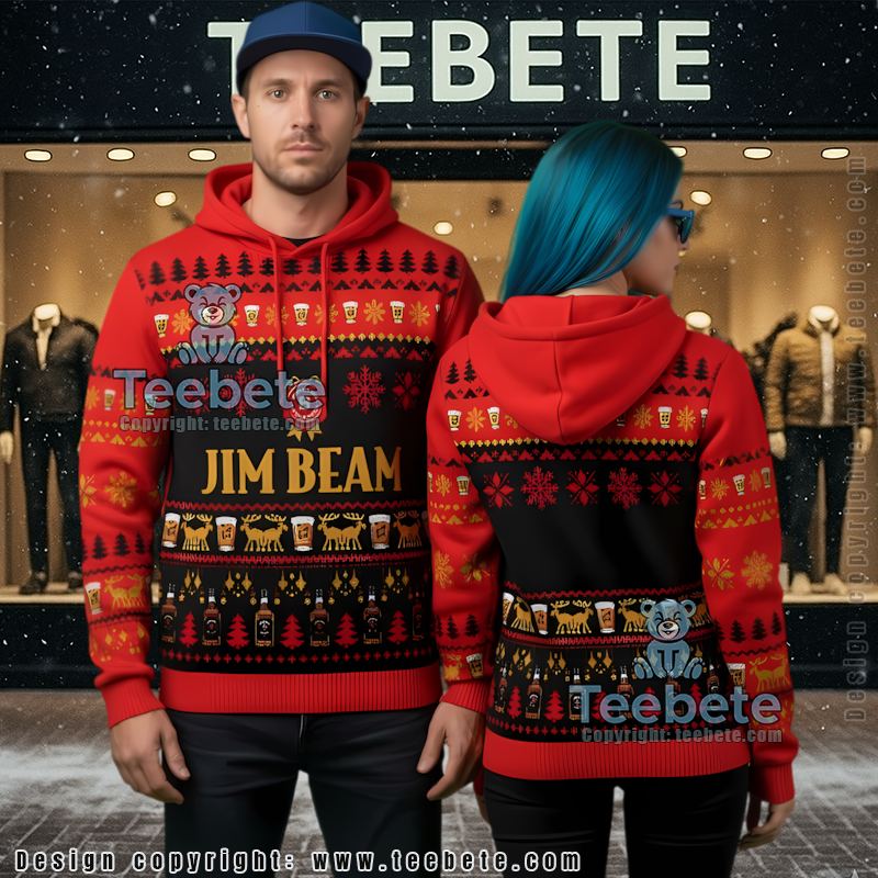 Jim Beam Reindeer Winter Party Ugly Christmas 3D Hoodie For Drink Lovers
