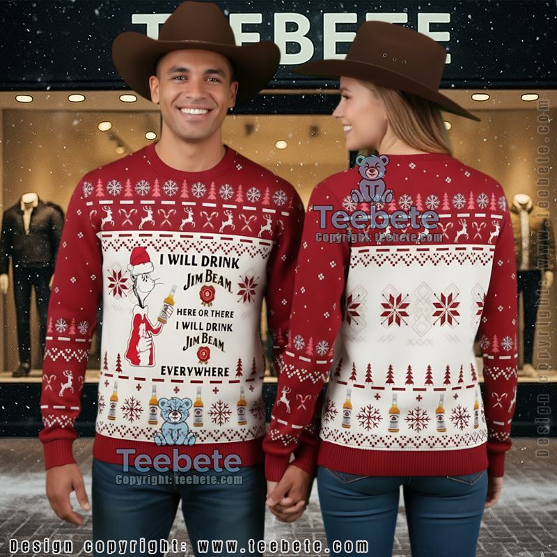 Jim Beam Ugly Christmas Sweater 3D Print Funny Drinking