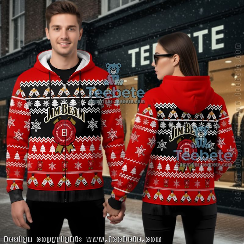Jim Beam Whiskey Christmas Cheers Ugly Christmas 3D Hoodie