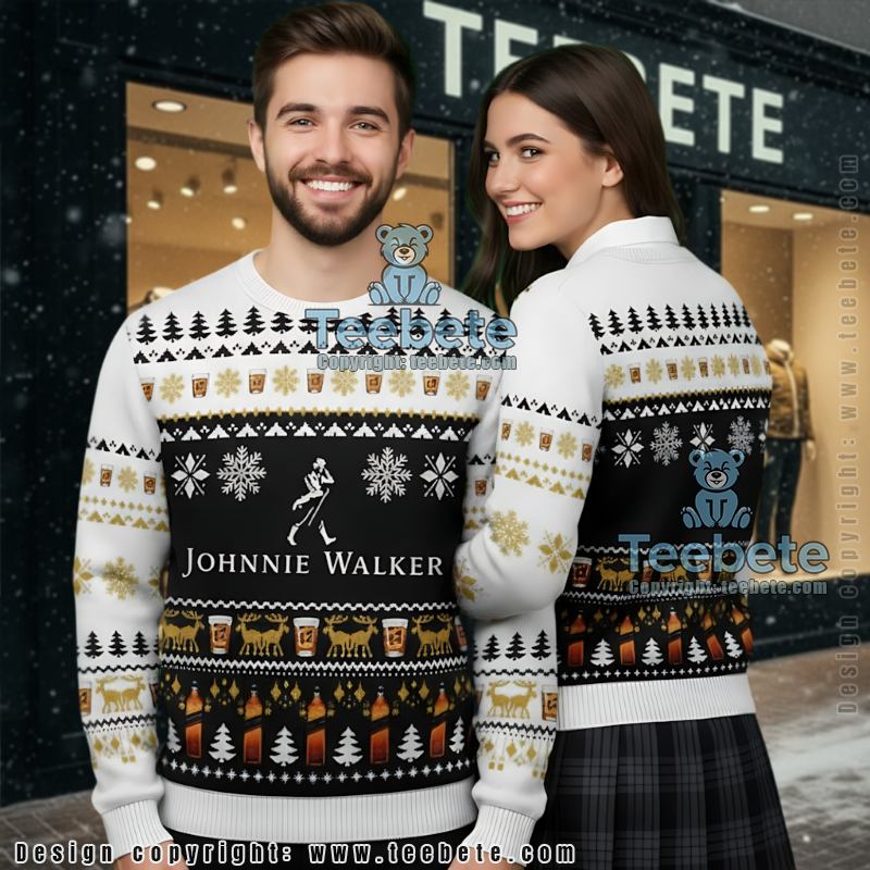 Johnnie Walker Ugly Christmas Sweater Scotch Whiskey Holiday