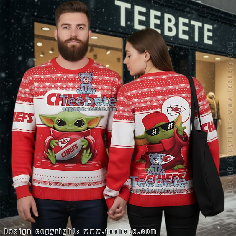 Kansas City Chiefs Baby Yoda Love Ugly Christmas Sweater Red Cool
